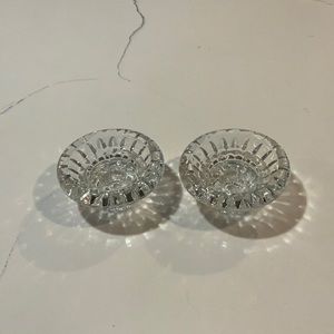 2 Glass Candle Holders. Made in Malaysia. Nice Weight.